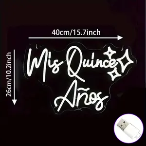 Mis Quince Años Neon Sign for Wall Decor,Happy Birthday Neon Signs for Bedroom Wall with Dimmable Switch for Any Age Children's Room, Bar, Party, Christmas, Wedding Decoration, Multi-Occasion Use