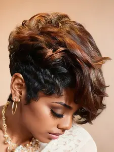 1 PC Fiber Wig Gradient Short Wave Wig, Synthetic Material Wigs, Synthetic Hair Extension, Natural Look, Easy Wear, Perfect for Daily Use