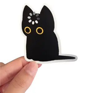 Black Cat Void Loading Sticker, Matte Vinyl Waterproof Sticker, Cute Silly Funny Sticker