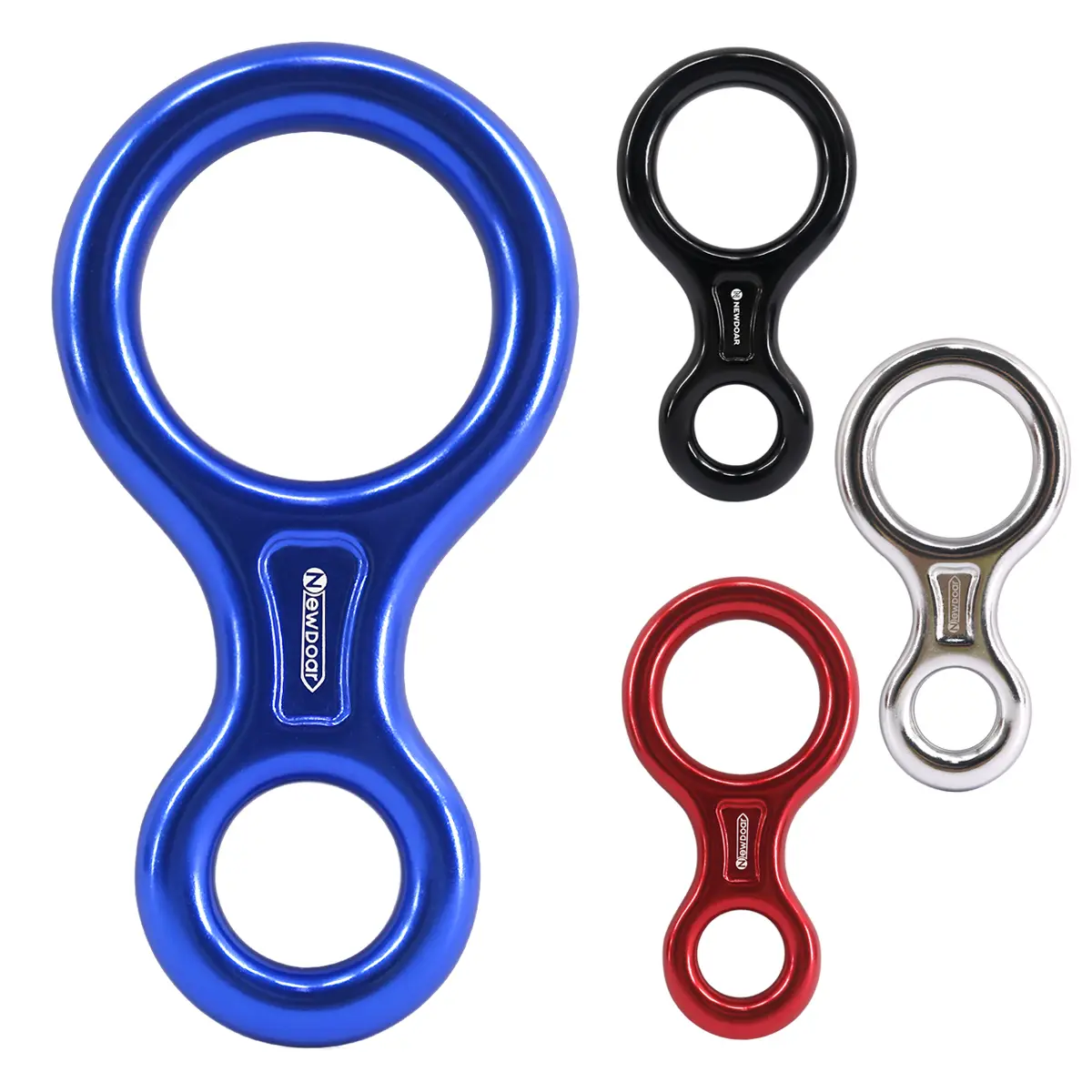 NEWDOAR 35KN Figure 8 Belay Descender, Lightweight Anodized Aviation Aluminum with Large Eyelet for Active Rescue, Rock Climbing, and Rappelling, 35Kn Capacity, Aluminum Alloy, High Strength, Compact, Single/Double Rope
