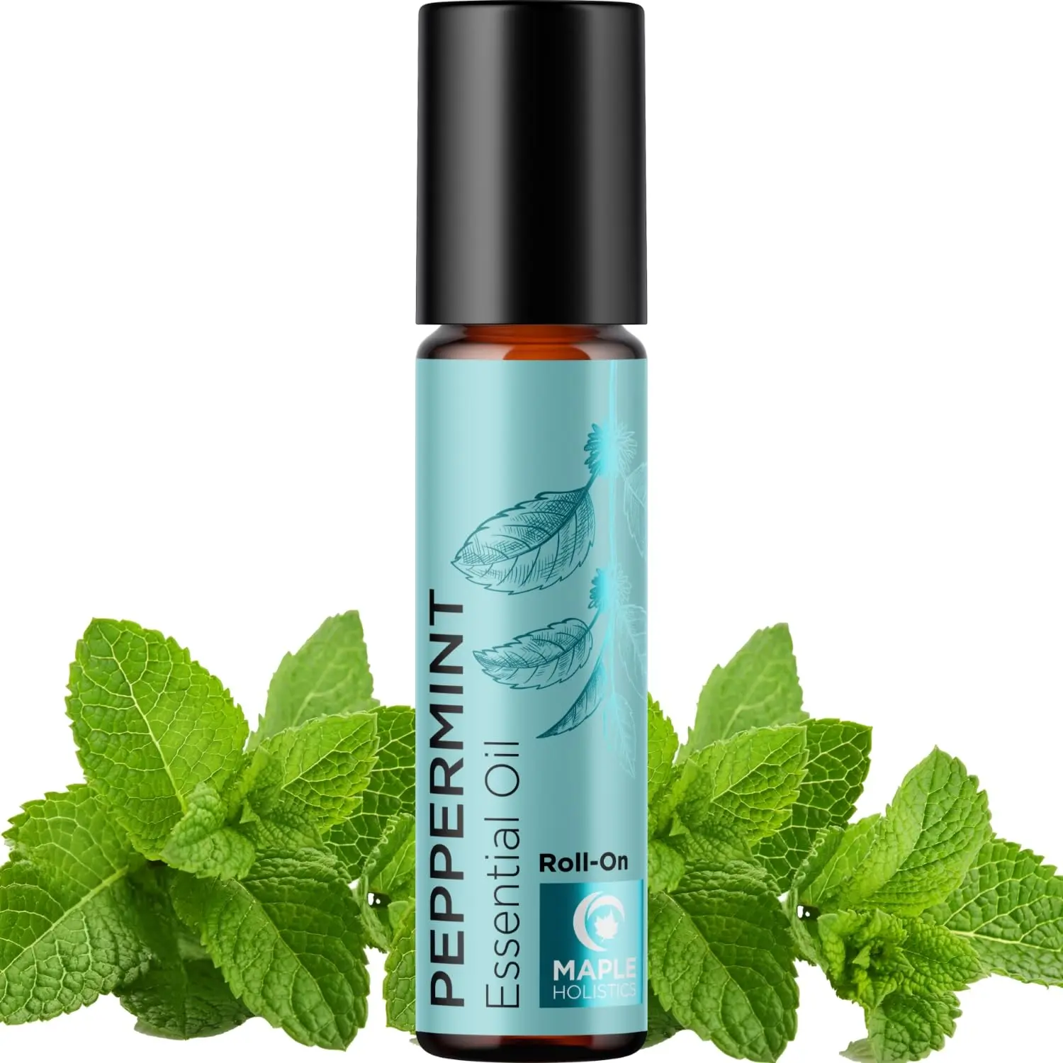 Peppermint Oil Roll on - Pure Peppermint Rollerball Essential Oil Aromatherapy Stick for Headaches - Natural Travel Essential and Pregnancy Must Have for Headaches Energy & Focus Support (1 Pack) Maple Holistics