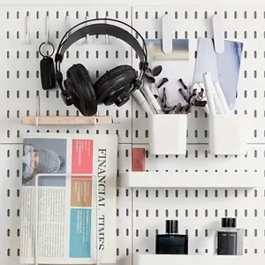 Pegboard Combination Kit For Wall Organizer, Wall Mounted Peg Board Kits For Kitchen, Bedroom, Office, &Bathroom, 4pcs White Pegboards And 14 Accessories, 22" X 22"