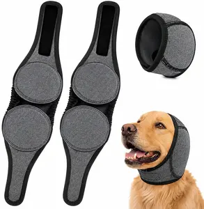 2 Pack Adjustable No Flap Dog Ear Wraps Noise Canceling Calming Ear Muffs Soft Noise Protection Ear Covers Reduce Anxiety For Thunder Fireworks Storm Travel Nervous Dogs