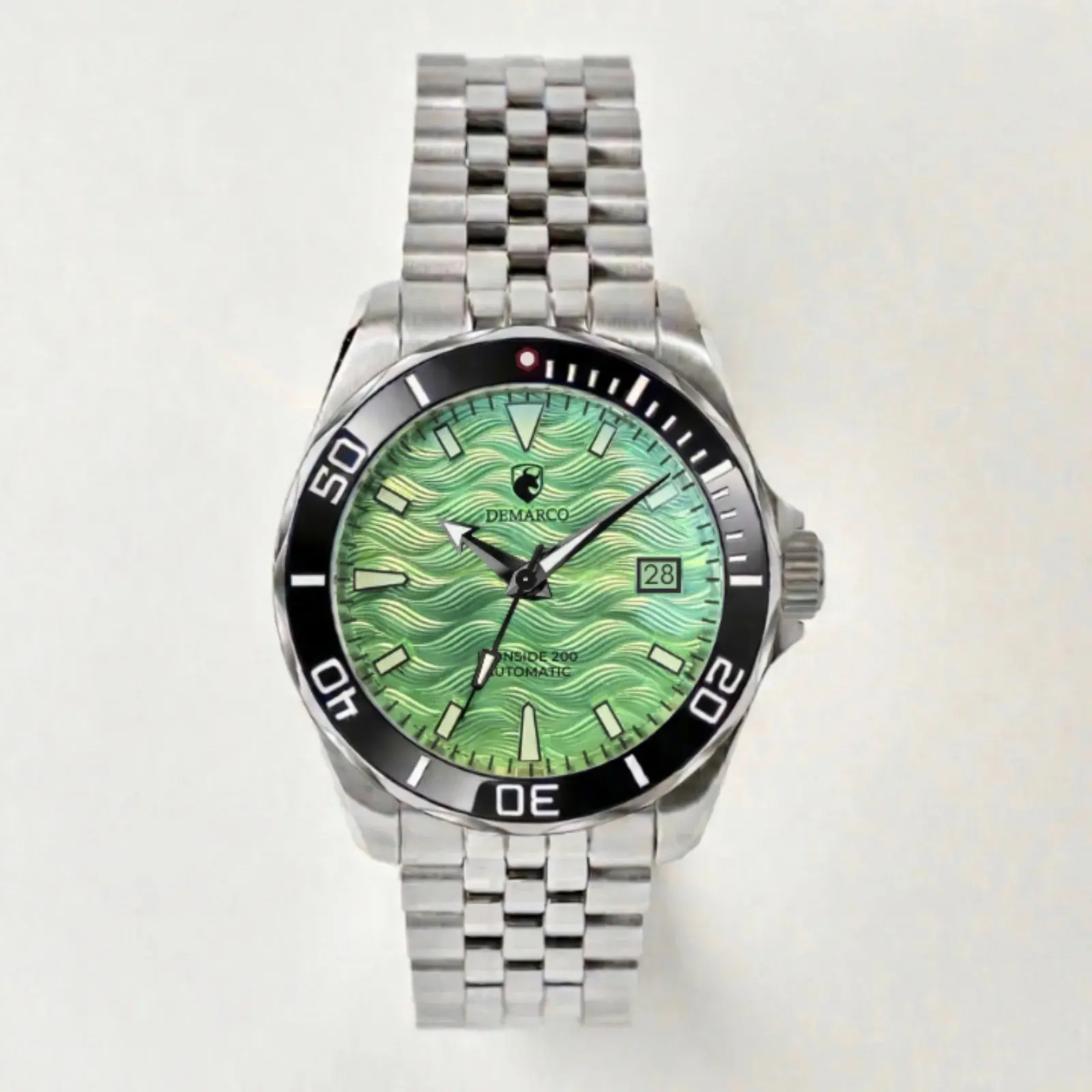 DeMarco Watch Co 200m Boston Inspired Classic Ironside 200 Plymouth Pistachio Men's Fashion Watch, for Male Wear Everyday Use