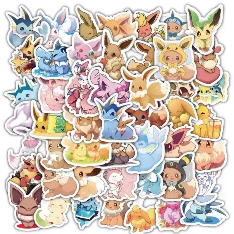 50 Pokemon Stickers Eevee and Eeveelutions Edition