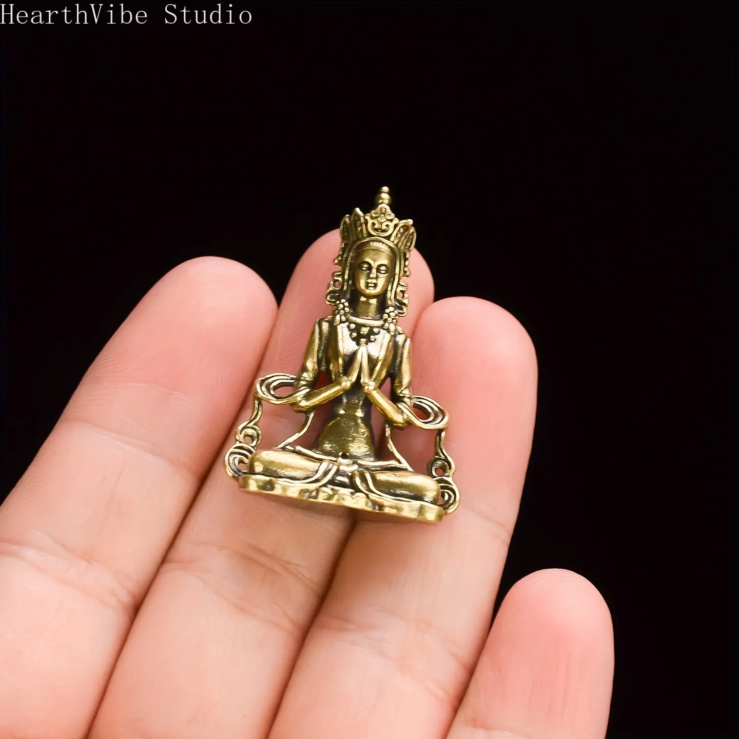 1pc Handmade Brass Mini Buddha Figure Keychain - Guanyin & Manjushri Bodhisattva Buddhism Collectibles, Vintage Home Decor, Faith Decor, Car Gift, Key Accessory