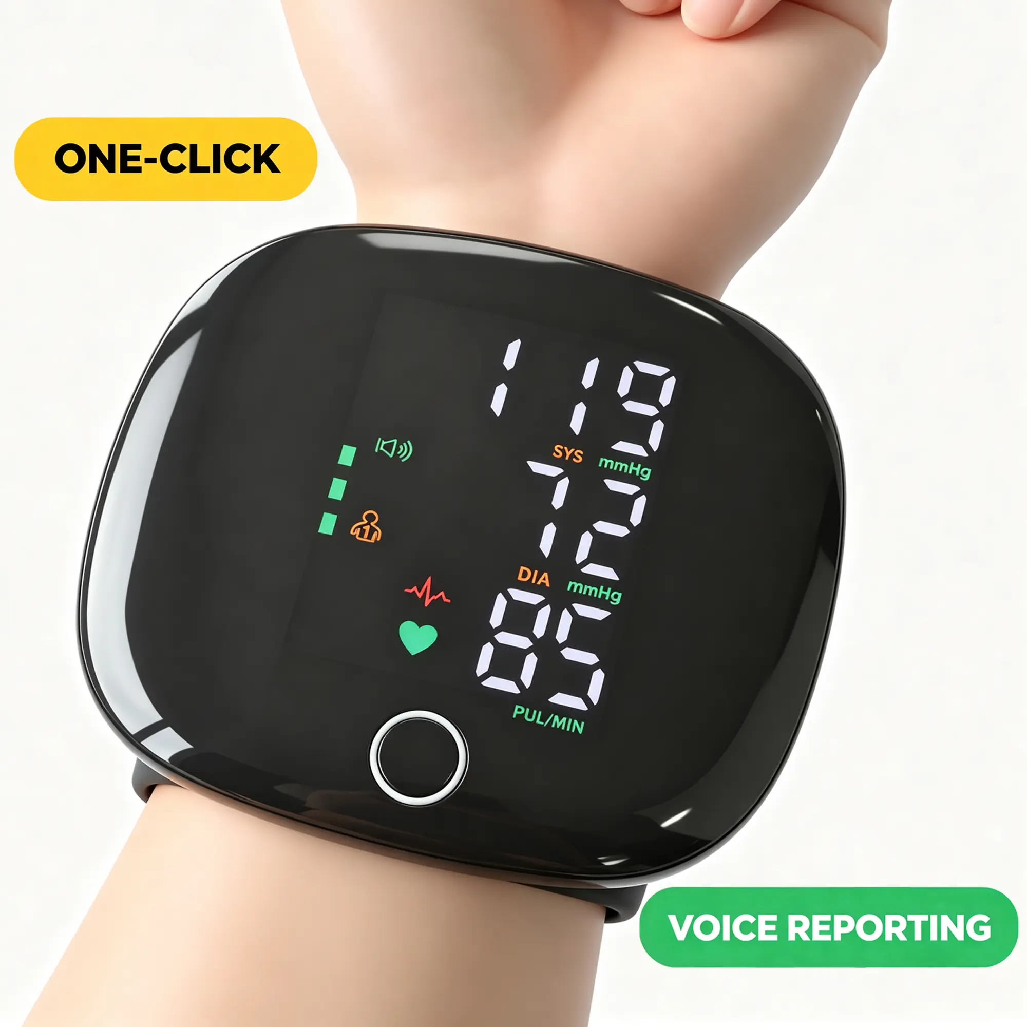 Wrist Blood Pressure Monitor with Voice Readout -  Cuff BP Monitor, 99x2 Reading Memory, Large LED Display, Carrying Case for Family Healthcare, Perfect Health Gift for Parents & Dad