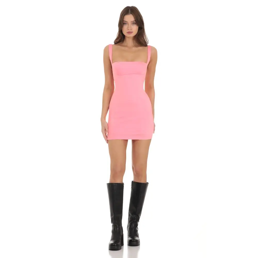 Bodycon Dress in Neon Pink
