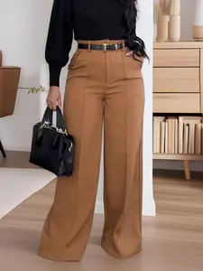 Women’s High Waisted Straight Leg Pants – Loose Fit Tailored Work Trousers, Casual Office Wide Leg Slacks with Stretch