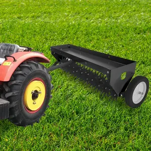 40 Inch Tow Behind Aerator, Plug Aerator for Lawn Tractor with Universal Hitch, Steel Coring Teeth & Transport Wheel, for Yard, Farm & Garden,Black