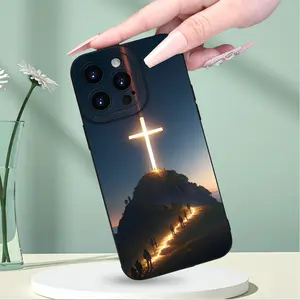Cross Amen Trendy Male and Female Matte Texture Mobile Phone Case Comfortable Grip for iPhone 17/14/13/12/11/7/8/XS/SE PLUS MINI Pro Max Give to friends, girlfriends, boyfriends, family Cellphone Smartphone