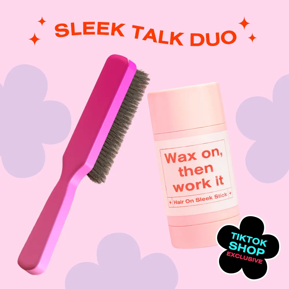 The Frontal Queen SLEEK TALK DUO - Strong Hold Wax Stick + Firm Bristle Slick Down Brush for Edges, Part Lines, Polished Styles | Perfect for Slick Backs, Ponytails, Protective Styles, Natural Hair Braids, and Frizz Control
