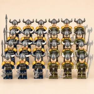 24PCS Viking Pirate Building Block Figures, Medieval Warrior Toy Set with Weapons, MOC Fan Collectible Accessories Compatible with Major Building Blocks