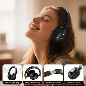 Foldable ANC Headphones 60H T3&T30 Wireless Hybrid Active Noise Cancelling Playtime Bluetooth Over Ear Headset with Mic Hi-Res Deep Bass Memory Foam Ear Cups Wireless ANC Headphones for Travel Work Calls Perfect Gift for Kids Husband or Family - Earbud