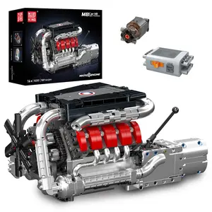 Mould King 10203 V8 Engine Building Blocks Sets, V8 Engine Model kit That Run, Build Your Own STEM Model Engine, Physical Science Experiment Model, Best STEM Toy Gifts for Kids/Adult(1169+PCS)