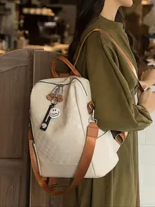 Fashionable and Personalized Casual Backpack, Contrasting Color Spliced Backpack, Cute Small Pendant Hand-held Shoulder Bag, Suitable for Travel, Outings, Backpacks Women, Casual Daypack, Stylish Daypack