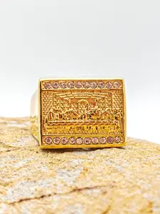 Men's Stainless Steel Titanium Ring, Luxury Hip-Hop Square Design, Casual Jewelry Gift for All Seasons