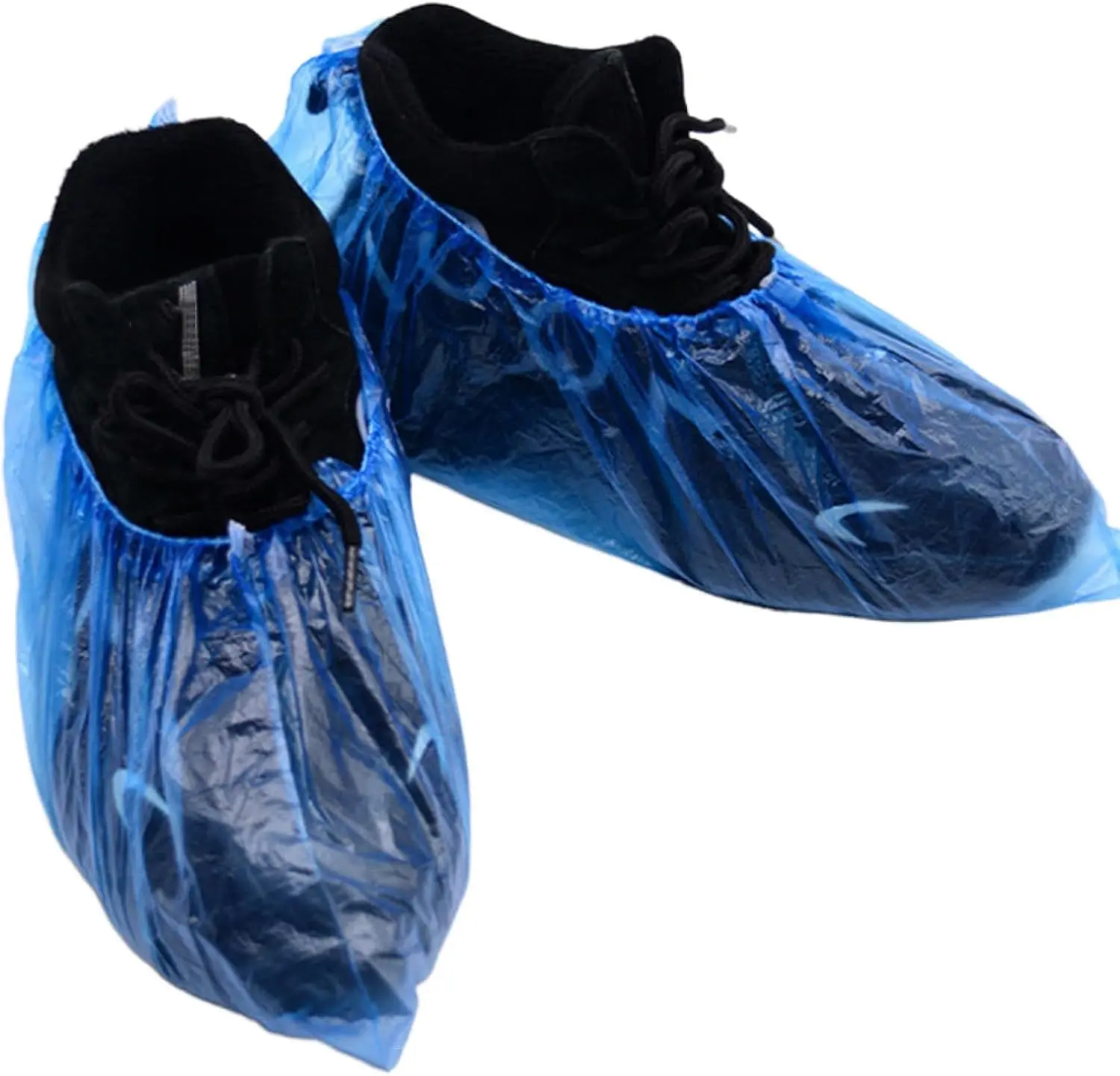 100PCS (50Pairs) Disposable Shoe Covers Waterproof Non-Slip Durable Boot Covers for Indoors Cleaning Real Estate Travel Construction Workplaces Plastic Disposable Shoe Covers for Men and Women (Blue)
