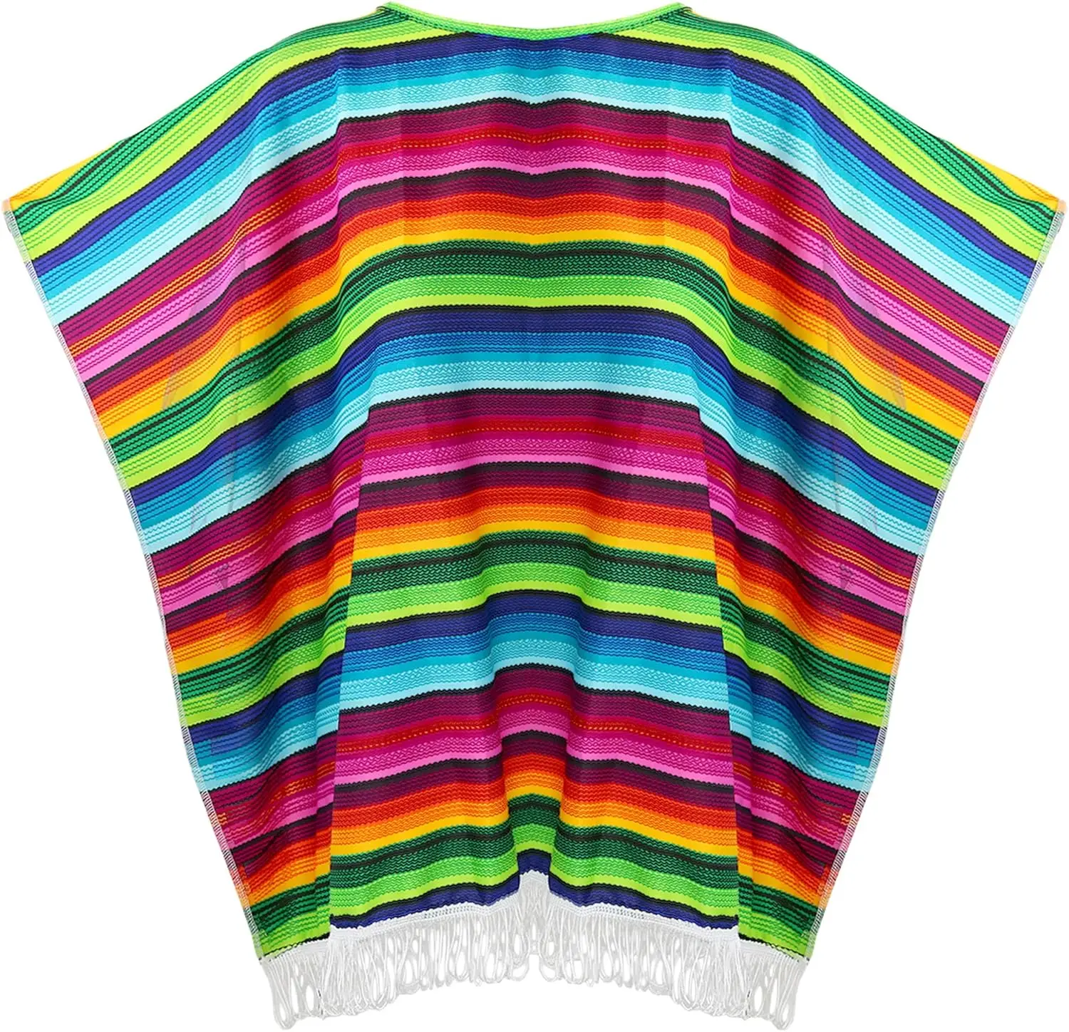 Mexican Serape Poncho Costume - Cinco De Mayo Mexican Fiesta Ponchos for Adults and KidsGift.