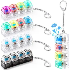 Keyboard Adult Fidget Toy Clicker Toy, Keyboard Fidget Keychain Cube Mechanical Key Button Clicker Stress Relief Gift for Office School Home to Pass The Time