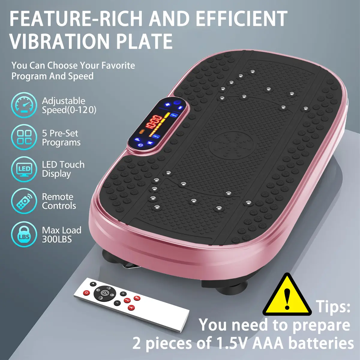 SAYGOGO Vibrational Plate - 300lbs Load Portable Size At Home Gym  Equipment, Adjustable Speed, Anti-Slip Coating, Compact Full Body Exercise  Platform for Gym Workouts