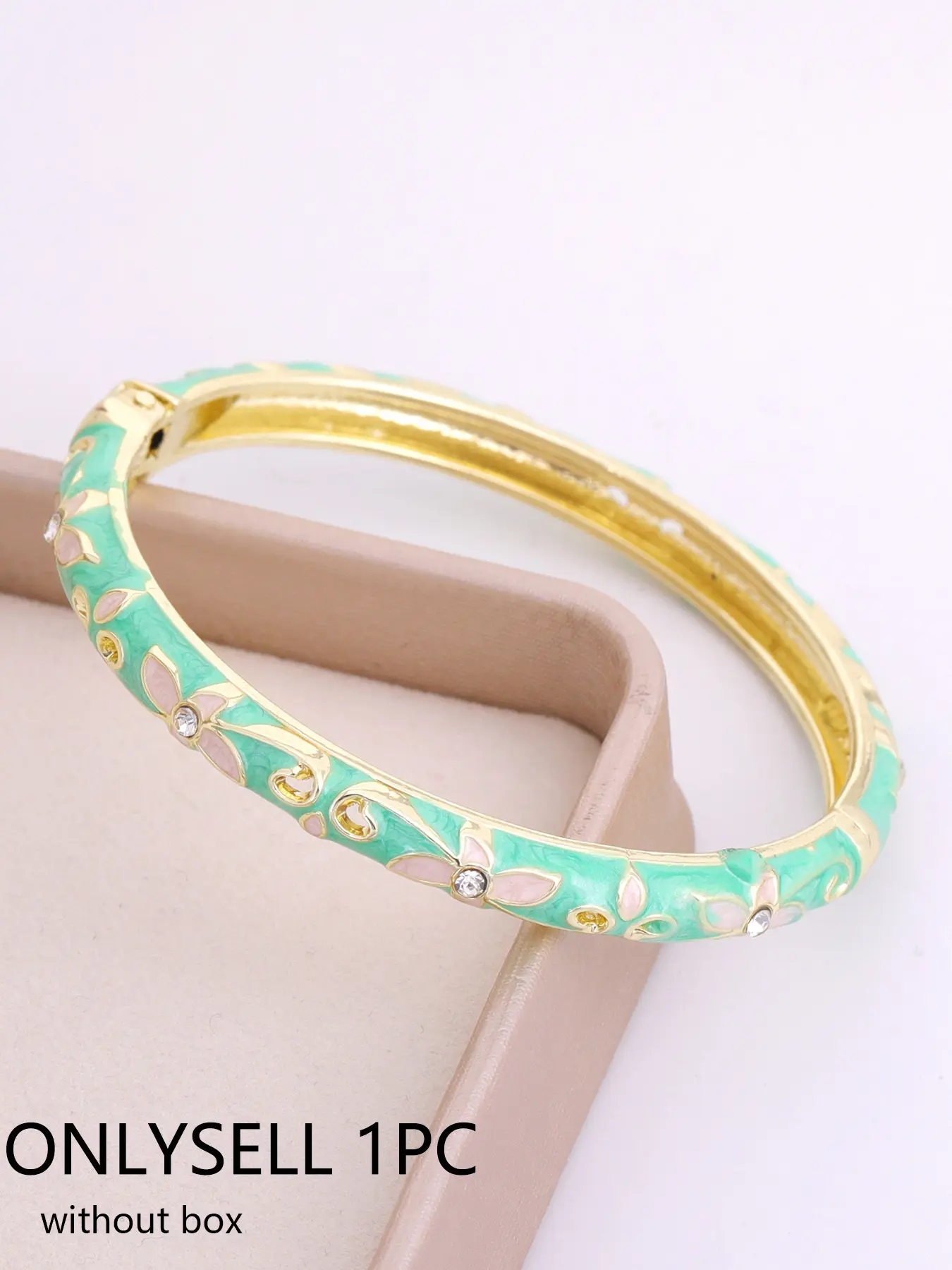 Bohemian Floral Enamel Trendy Bangle Bracelets, Boho Chic Crystal Embellished Gold Tone Wrist Jewelry, Ideal for Everyday & Special Occasions, Beautiful Bracelets, Fashionable Bracelet, Boho Style Bracelet
