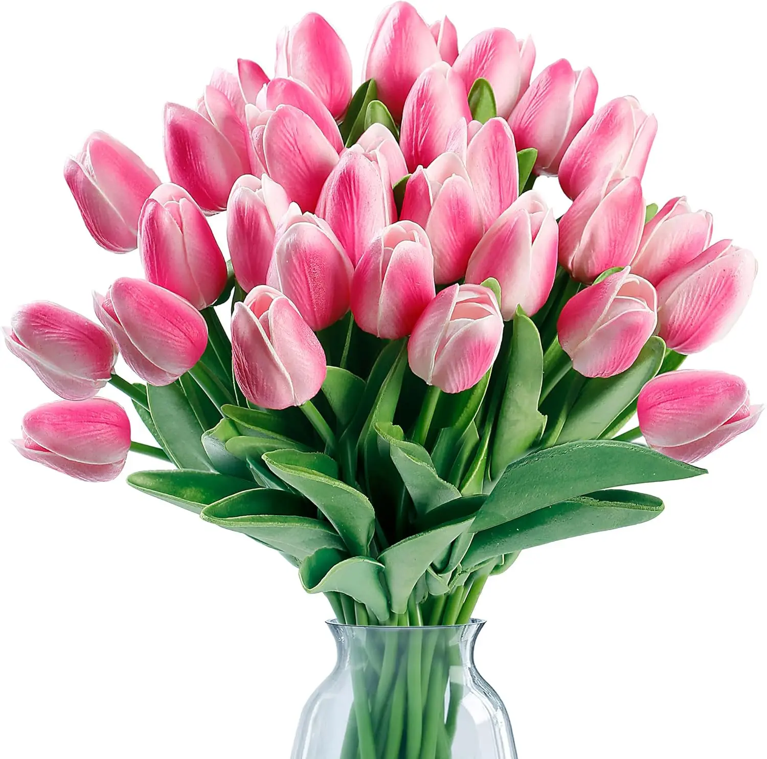 15 Pcs Fake Tulips Artificial Flowers Real Touch PU Faux Flowers Tulip Stems for Wedding Spring Bouquet Floral Arrangement Home Party Office Decorations for Mother's Day