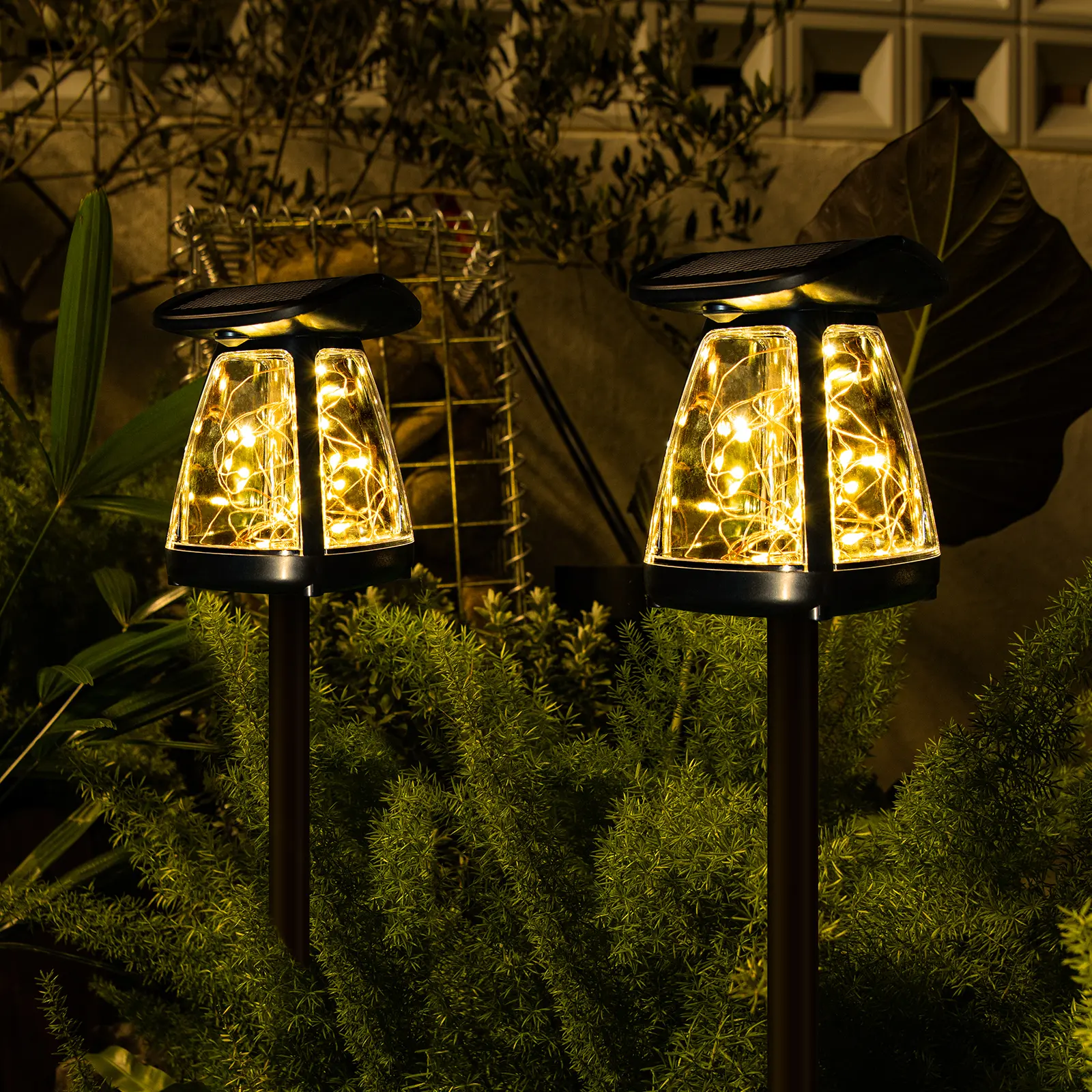 2/4 Pack Solar Outdoor Ground Pathway Lights, Warm White Waterproof Lawn Decorative Lights, Garden Stake Lights, Auto Sensor Switch, Ideal for Walkways, Yards, Driveways, Patios, Flower Beds, and Other Landscape Lighting