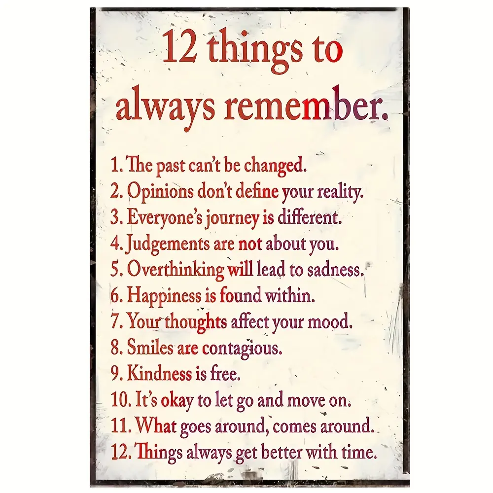 12x8 inch Canvas Print, Frameless Motivational Poster for Home, Office, Gym & Library Decor, ""12 Things to Always Remember"" Artwork - For Home Decor Enthusiasts & Motivational Seekers - Perfect Gift for Graduation, Housewarming & Birthday"
