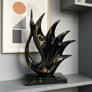 Black and Gold Dancing Swan Resin Statue, Modern home decoration – The perfect decoration for homes, offices. Suitable for both indoor and outdoor display, making it an excellent gift choice that conveys taste and sentiment. Resin Animal Sculptures