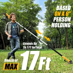 8-INCH Cordless Pole Saw, 2-IN-1 Chainsaw with 4.0Ah Battery Powered, Electric Tree Trimmer Branch Cutter with Extendable Pole, Pruning & Wood Cutting