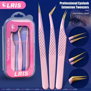 3pcs Eyelash Glue Applicator Set, Dolphin Clip, Straight Tip Tweezers, High Precision Stainless Steel Handle, Professional Cosmetic Lash Artist Tool