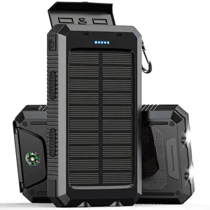 Solar Charger Power Bank 10000-30000mAh, Portable Solar Phone Charger Fast Charging Dual USB Ports Built-in LED Flashlight and Compass, IP65 Waterproof Portable Power Bank for Outdoor Camping Hiking