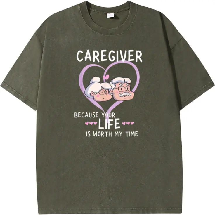 Comfortable Loose-Fit Caregiver T-Shirt with 'Your Life Is Worth My Time' Slogan – Perfect Unisex Casual Shirt for Healthcare Workers and Nurses, Ideal Year-Round Gift Apparel Breathable
