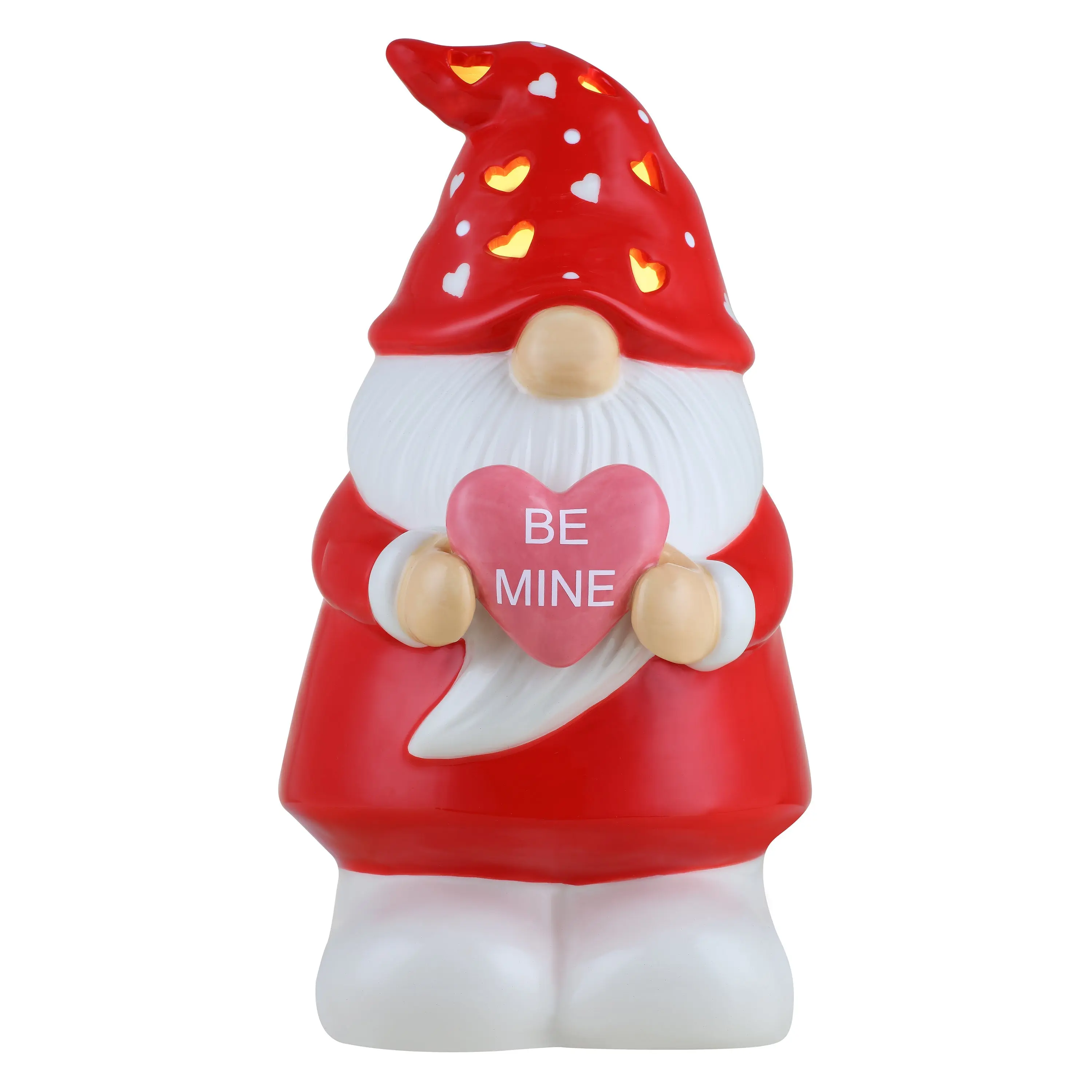 10 in. Shiny Magical Miss Valentine Gnome - Red, LED Lights (Timer, Not Included), Home Decor Accessory, Statues & Figurines