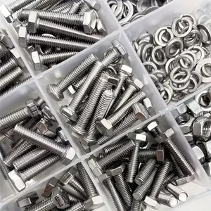800pcs Stainless Steel Hex Bolt, Stainless Steel Screws Set with Nuts, Washers, Spring Washers - DIN933 Class 8.8/10.9, M3-M6 Full Thread, A2/A4 Marine Grade, Metric Coarse Thread for Mechanical DIY, Hardware Repair, Heavyduty Bolts