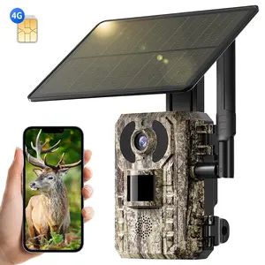 3G/4G LTE Solar Powered Cellular Tracking Camera with 2.7K Live View, with Live View Function, Phone APP Remote Live View and Playback, Motion Activated and 0.2 Seconds Trigger Time, Automatic HD Night Vision, Built-in SIM Card