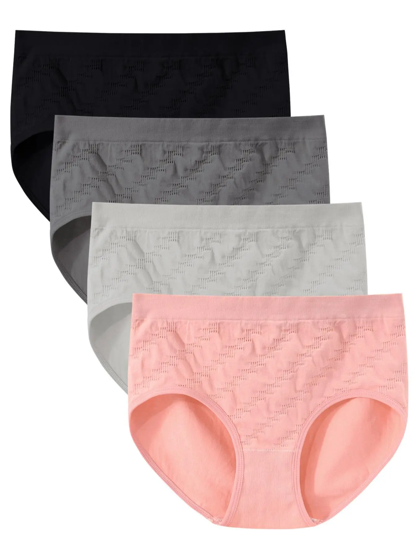 Women's 4pcs Solid Color Nylon Panty, Plain Panty, Seamless High Stretch Casual Breathable Fit Knicker for Everyday Wear, Women's Underwear for All Seasons, Soft Comfy Brief, Seamless High Elastic
