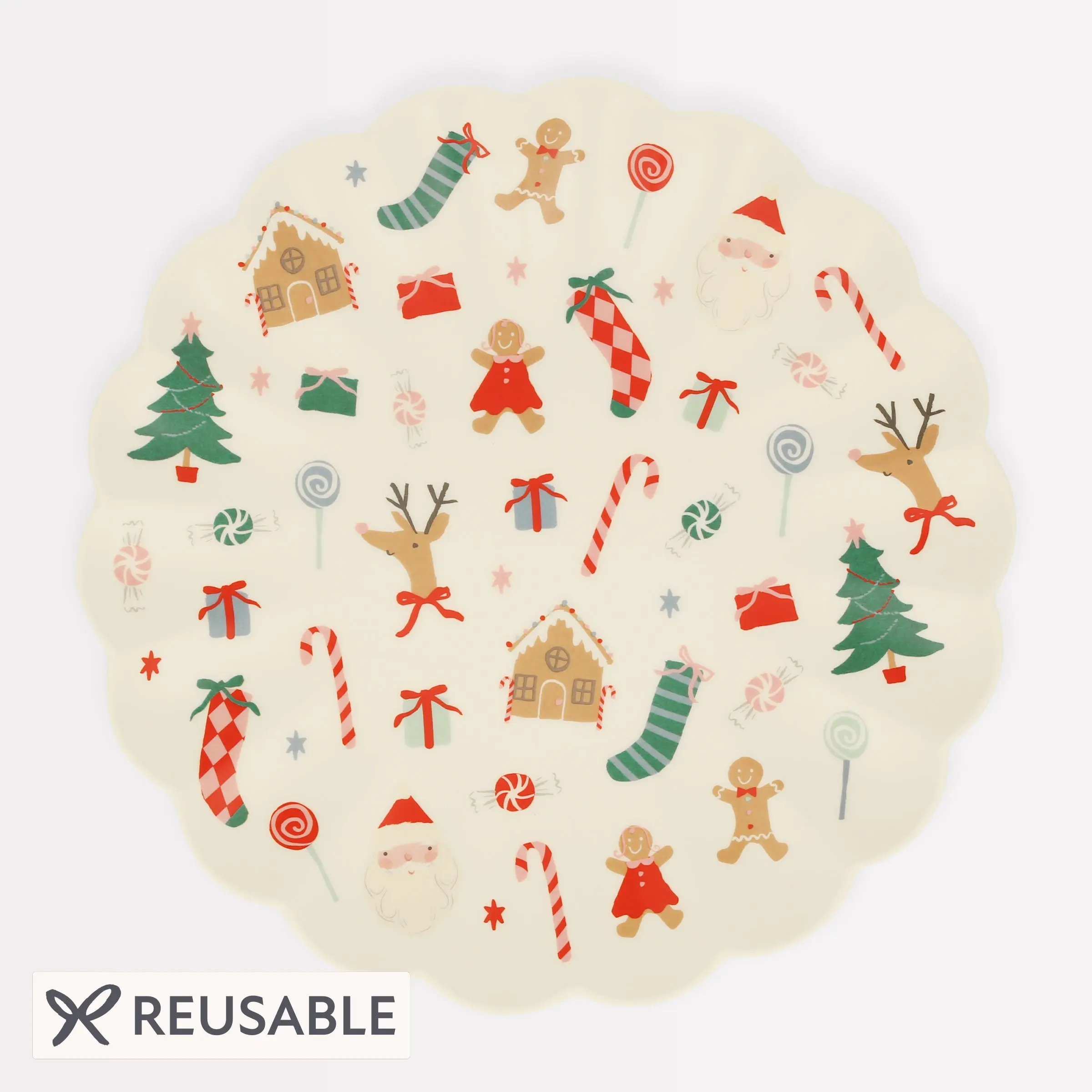 Jolly Christmas Reusable Large Plate