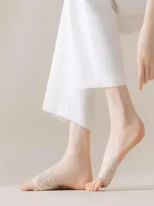 Women's Ultra Soft Lace Half Invisible Socks, Anti-Wear High Heel Liners, Thin Toe Design, Perfect for Stiletto Shoes