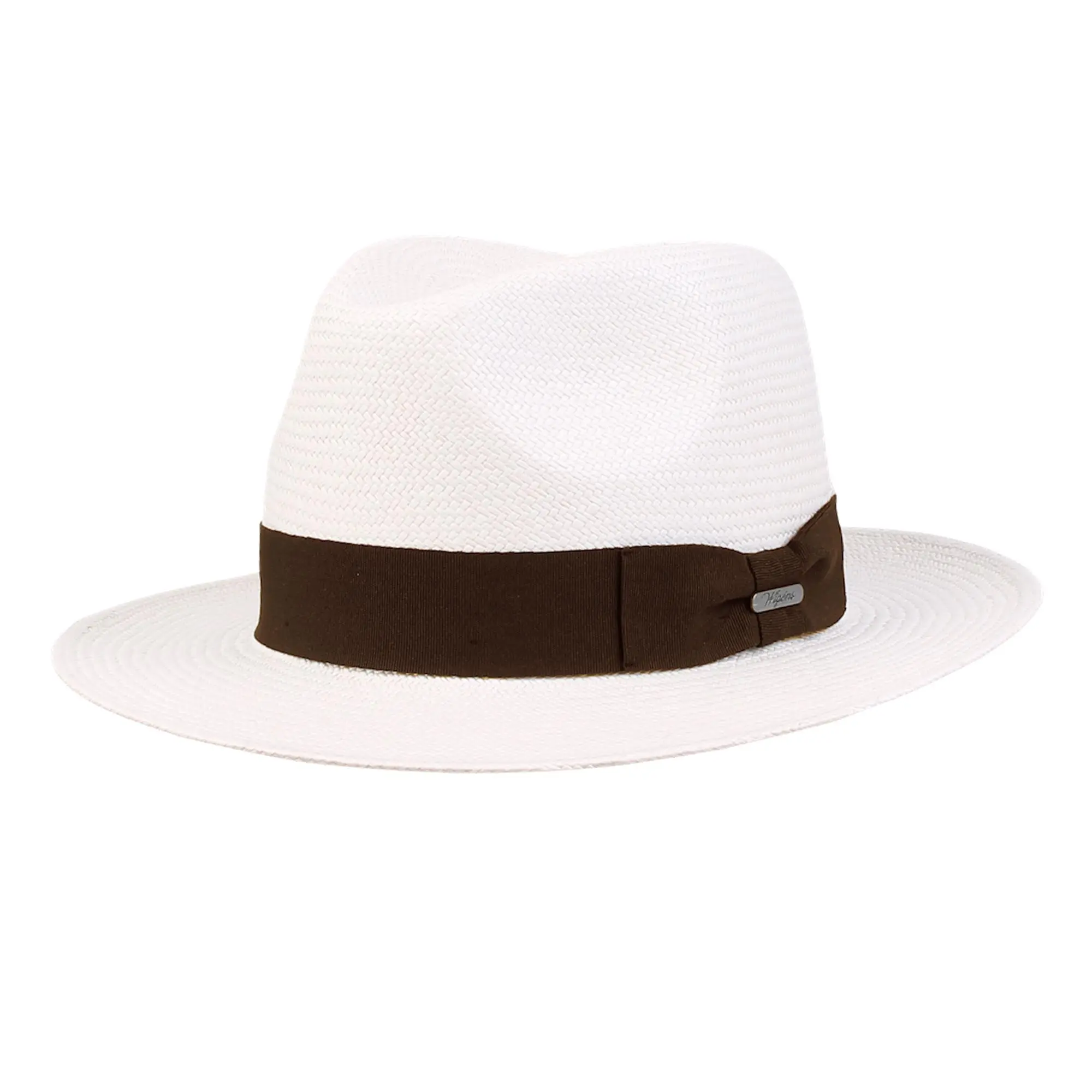 Wigens Men's Handwoven Paja Toquilla Straw Hat - Sleek Design, Distinct Appearance, Elegant Teardrop Crown with Pinches, Grosgrain Band, Inelastic, Plain, Ideal for Graduation, Panama