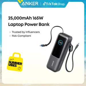 [Limited Offer]Anker 25,000mAh 165W Laptop Power Bank with Built-In and Retractable Cables for Travel and Work, Fast Charging for 4 Devices summervibes