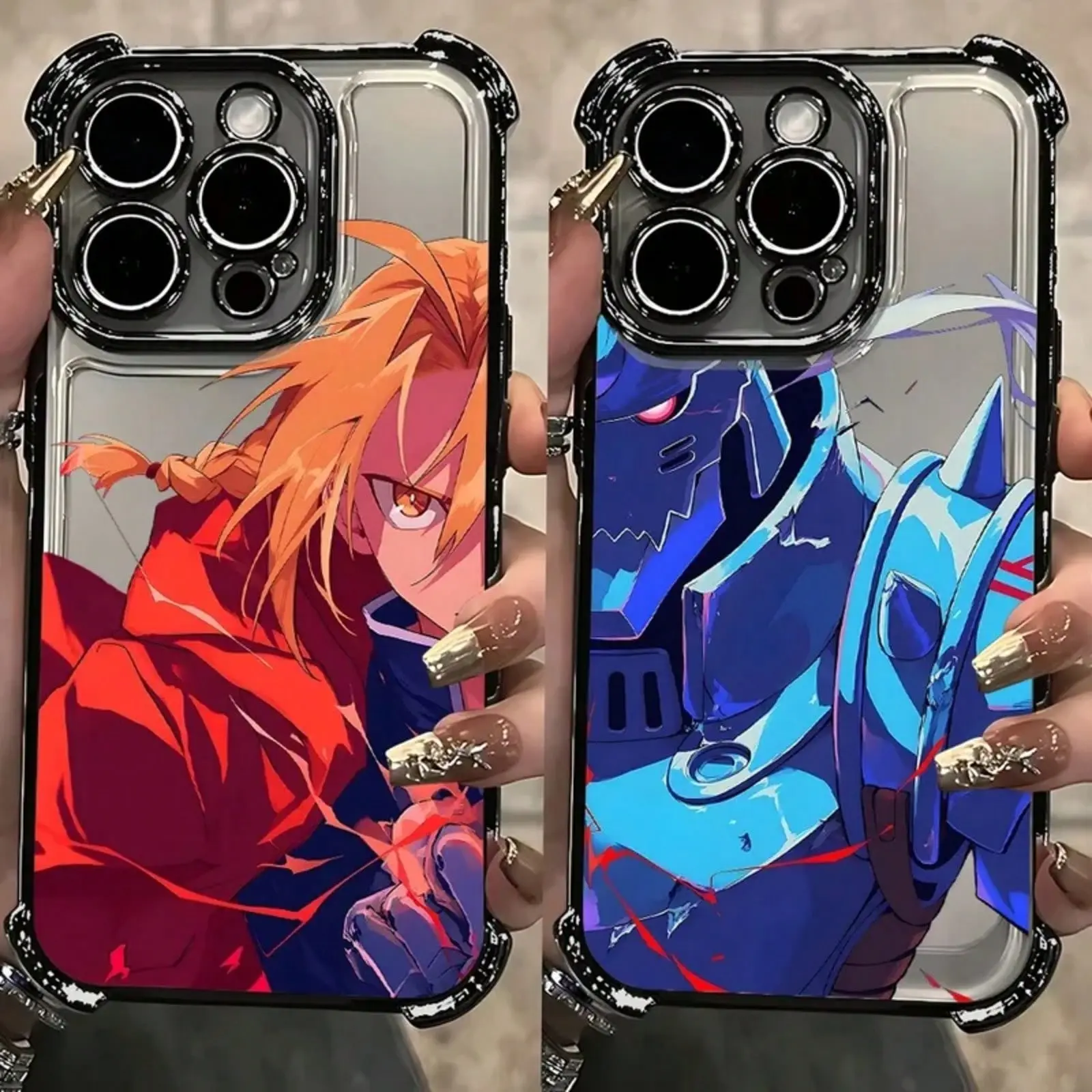 Anime F-Fullmetal A-Alchemist Durable Phone Case For iPhone 17/16/15/14/13/12/11/Pro/ProMax/Plus/17Air/Xsmax, Four-corner airbag electroplated anti-drop Transparent soft Case, Shockproof Cover, Artistic Cover, Uv Printed, Gift for Christmas And Birthday