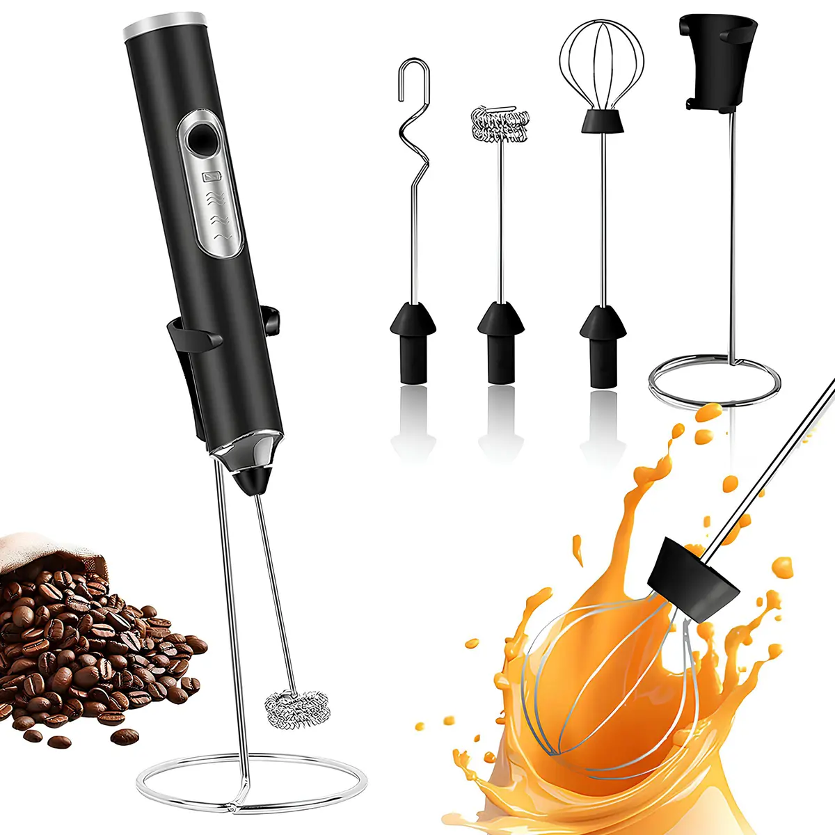 Fogepix Cordless Mini Hand Mixers - Portable Rechargeable High-Quality High-Speed Handheld Whisk, Electric Milk Frother for Coffee, Lattes