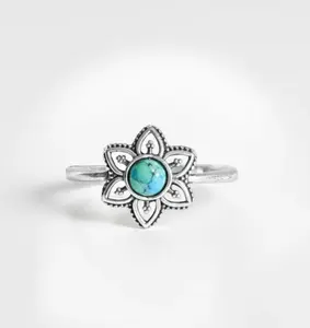 Sterling Silver Turquoise Mandala Ring