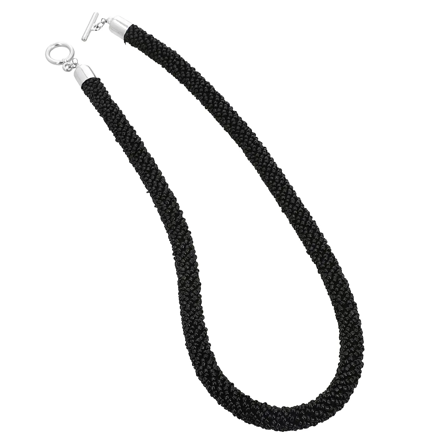 Black Seed Beaded Necklace (20 Inches)