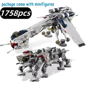 2026 New Movie Original 1758pcs Republic Dropship Model Kit Building Blocks, Compatible with 10195 05053 81055 180018, DIY Steam Toy for Kids, Christmas Gift