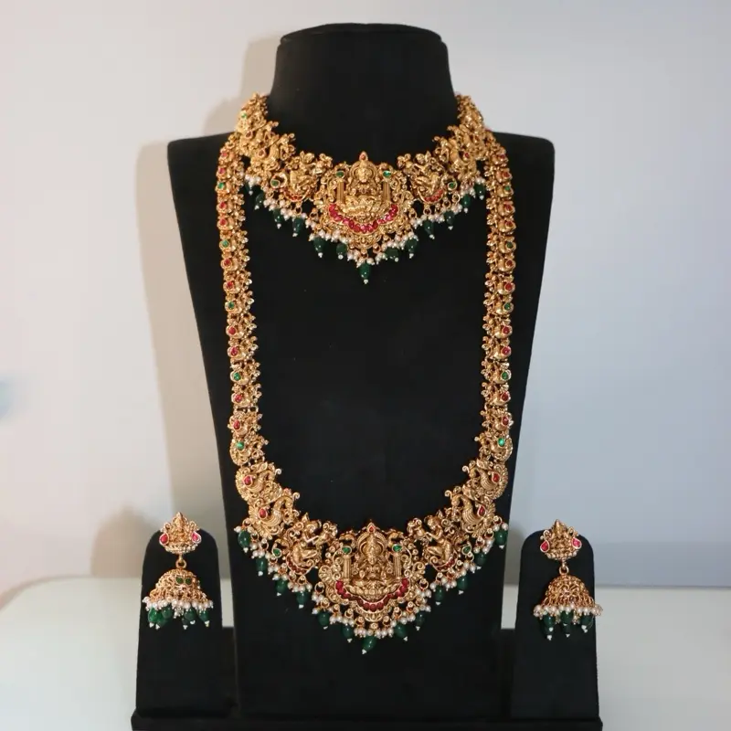 Traditional Mini Bridal South Indian Temple Jewelry Set