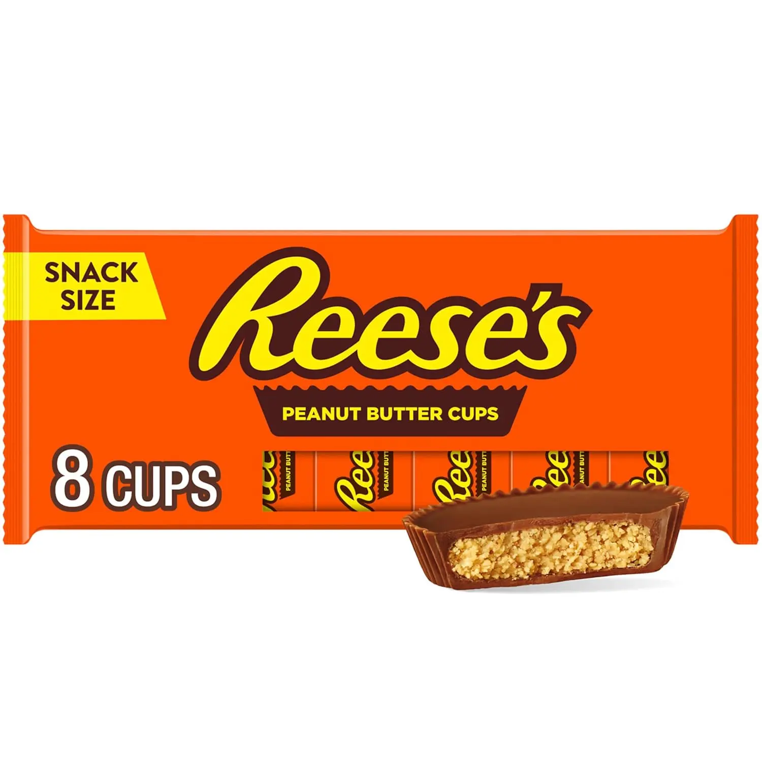 Milk Chocolate Snack Size Peanut Butter Cups, Candy Packs, 0.55 oz (8 Count)
