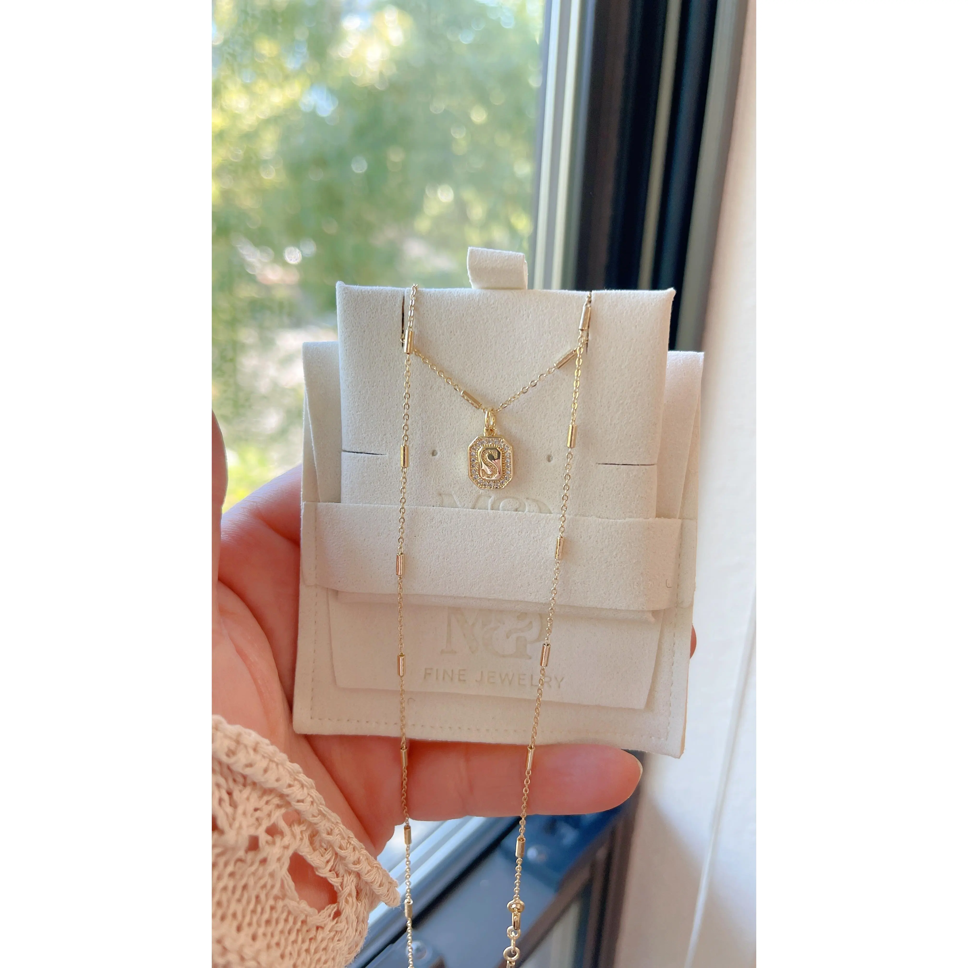 Dainty Initial Square Necklace